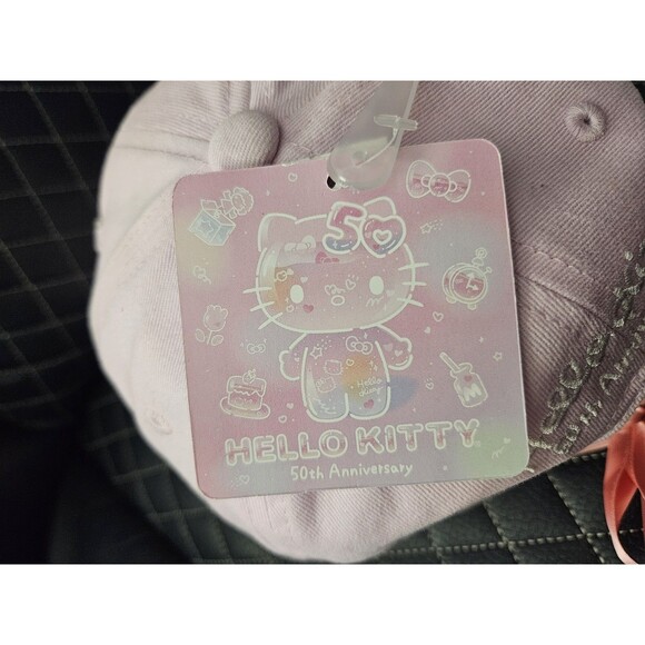 Hello Kitty 50th Anniversary Pink Baseball Cap with Ribbon Tie Back main image 5